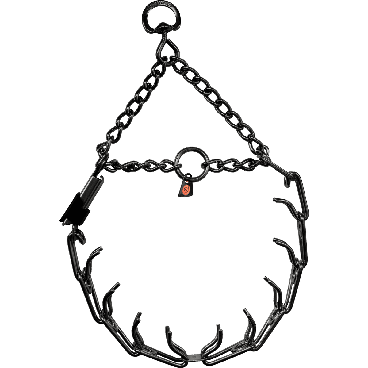 HS Obojek ostnatý ULTRA-PLUS 4mm/70cm, nerezová ocel, černá - swivel ClicLock