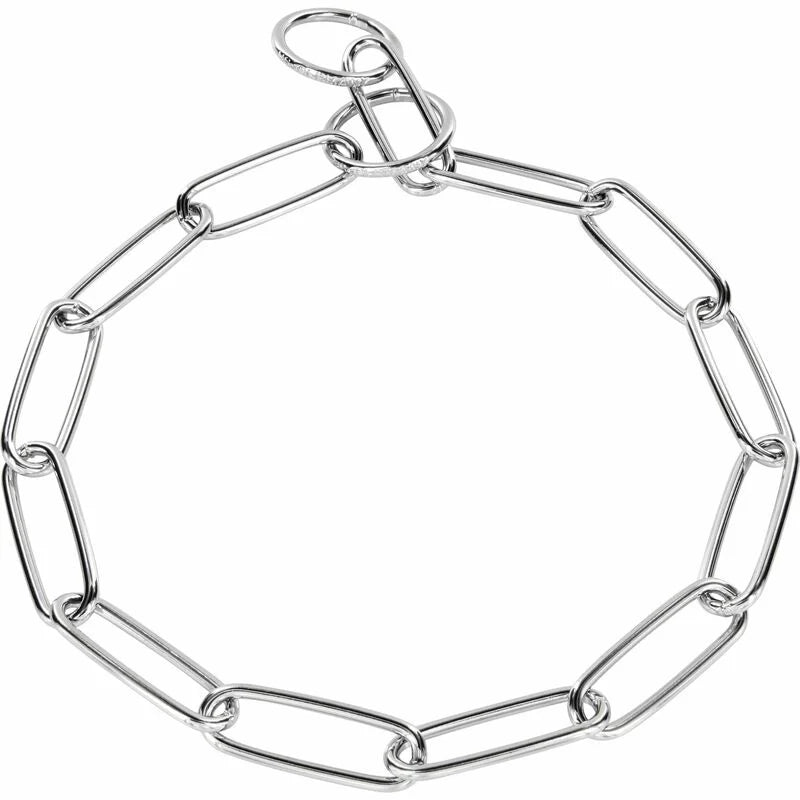 HS Chain Collar, Choke Collar, 3mm/62cm, Long Link, Chrome-Plated Steel